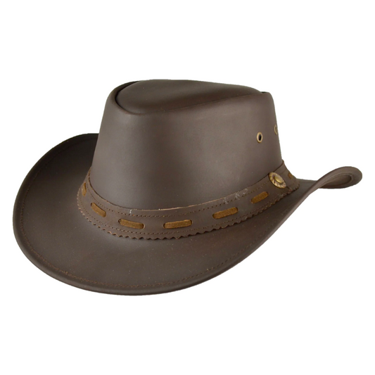 ZKEO Brown Leather Cowboy Hat