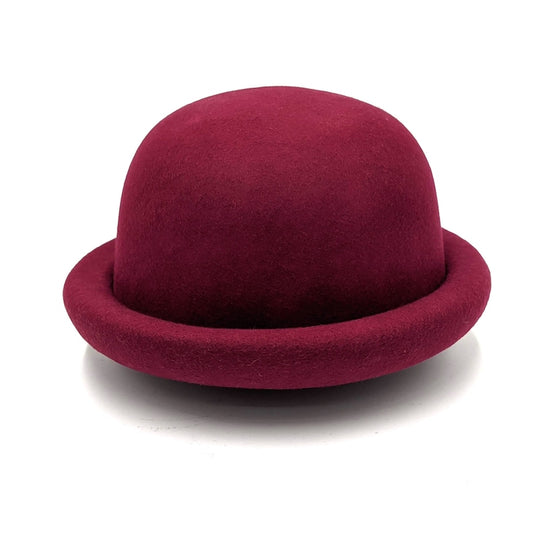 Womens Wool Felt Cloche Bowler Hat