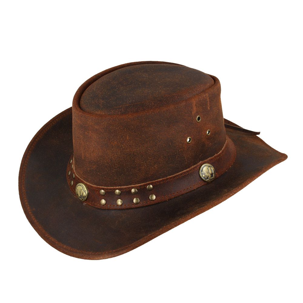 Leather Australian Cowboy Hat - Plain