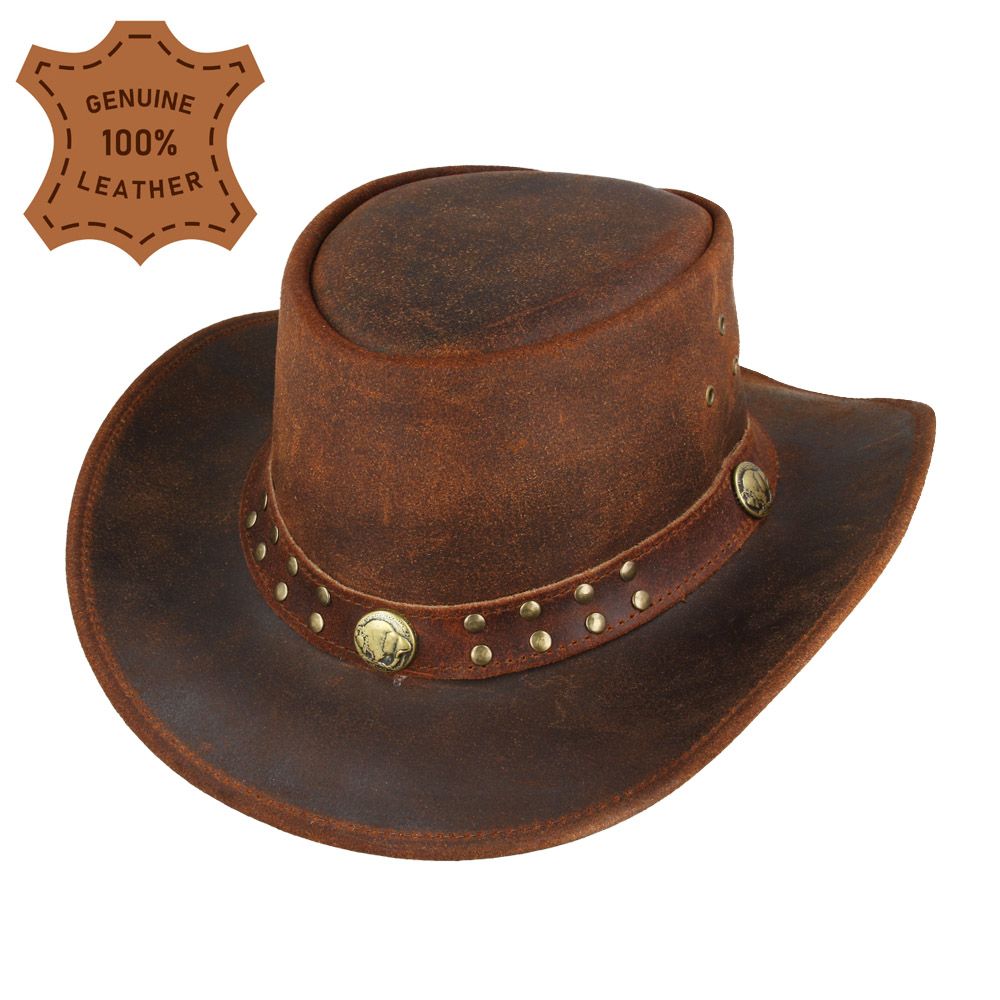 Leather Australian Cowboy Hat - Plain