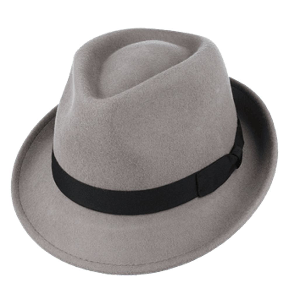 Crushable Wool Trilby Hat, Grey