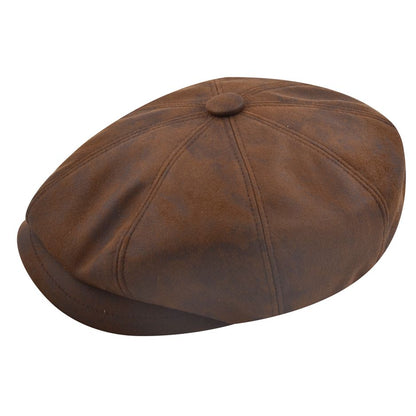 Gladwin Bond Leather Look Newsboy Cap