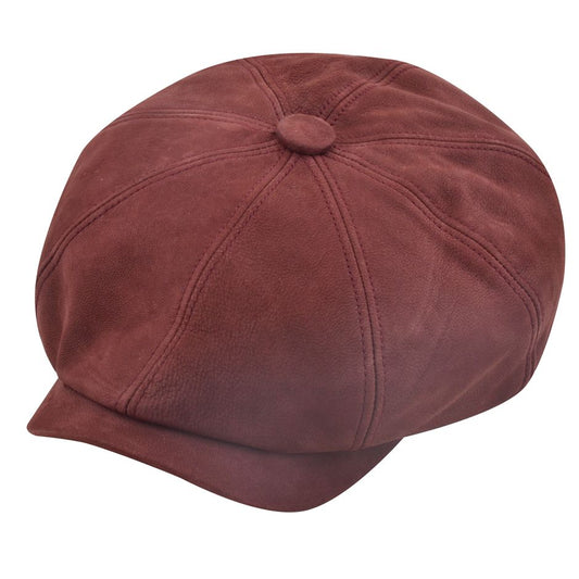 Gladwin Bond Hatters London Leather Newsboy Cap