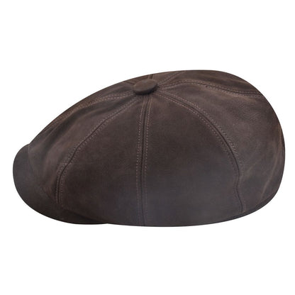 Gladwin Bond Hatters London Leather Newsboy Cap