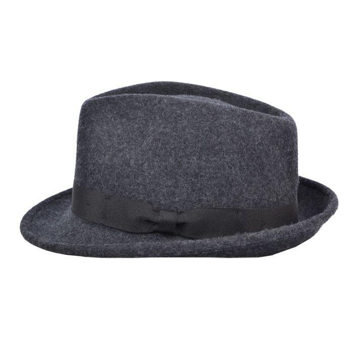 Crushable Felt Trilby Hat, Mix Charcoal