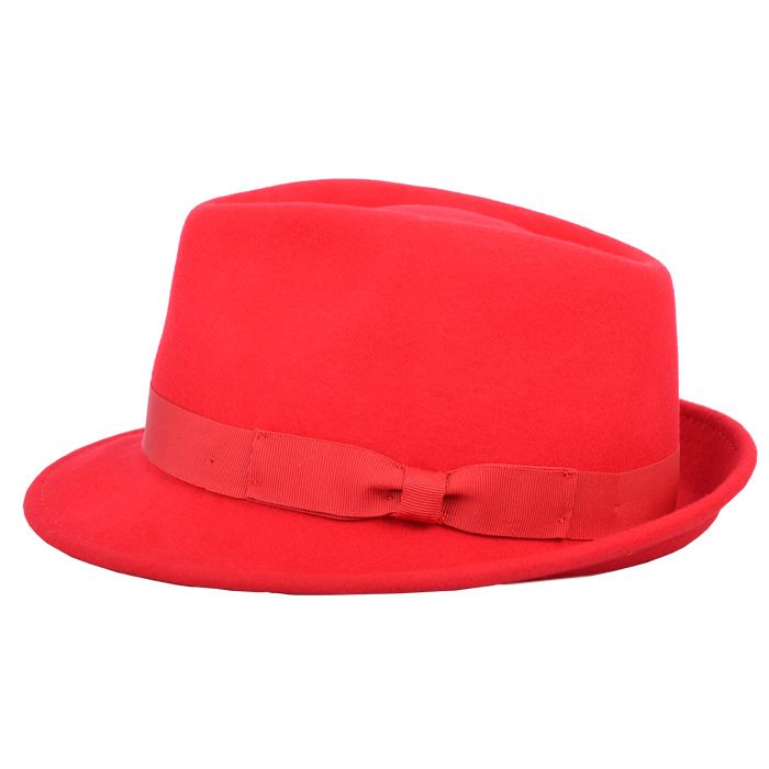 Crushable Wool Felt Trilby Hat, Red