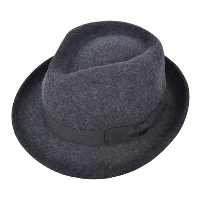 Crushable Felt Trilby Hat, Mix Charcoal