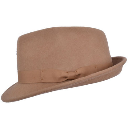 Wool Crushable Trilby Hat, Camel