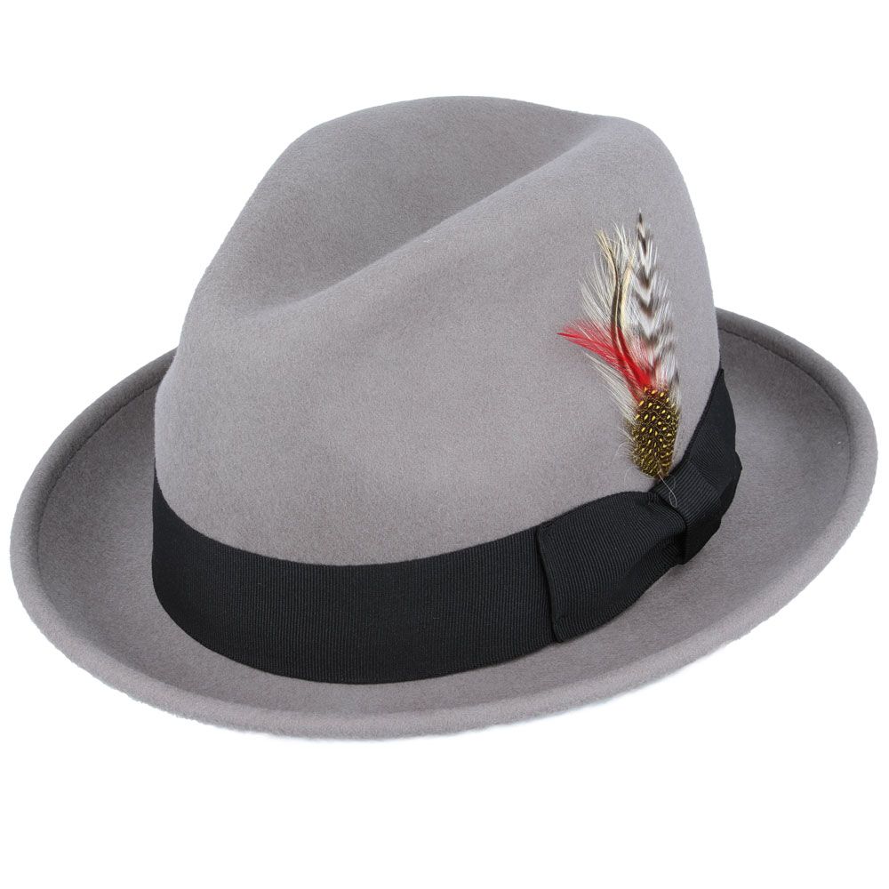 Crushable C-Crown Trilby Hat, Grey