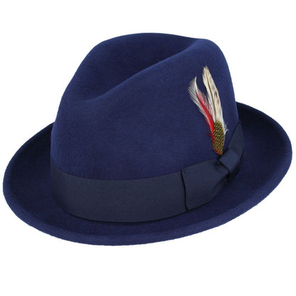 Crushable C-Crown Trilby Hat, Navy