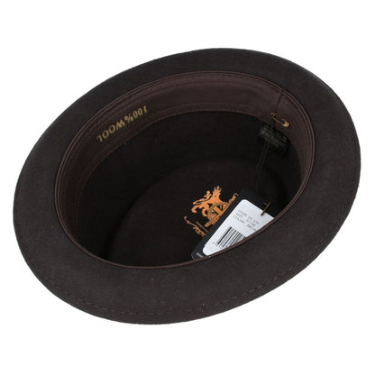 Felt Diamond Crown Pork Pie Hat - Brown