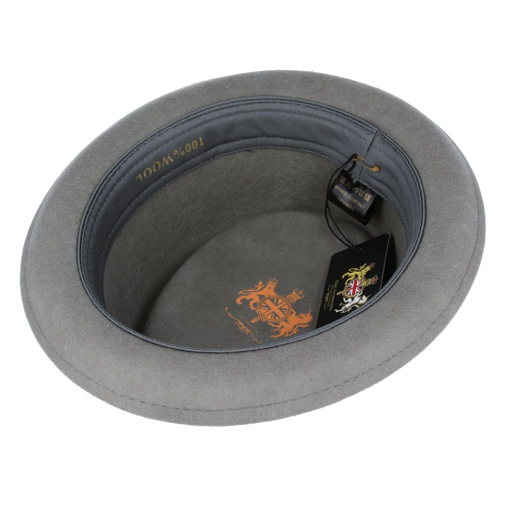 Crushable Diamond-Crown Pork Pie Hat - Grey