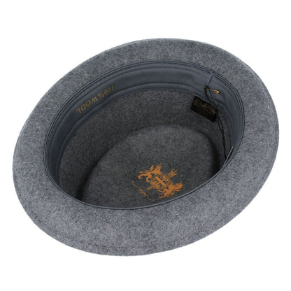 Crushable Diamond Crown Pork Pie Hat - Mix Grey