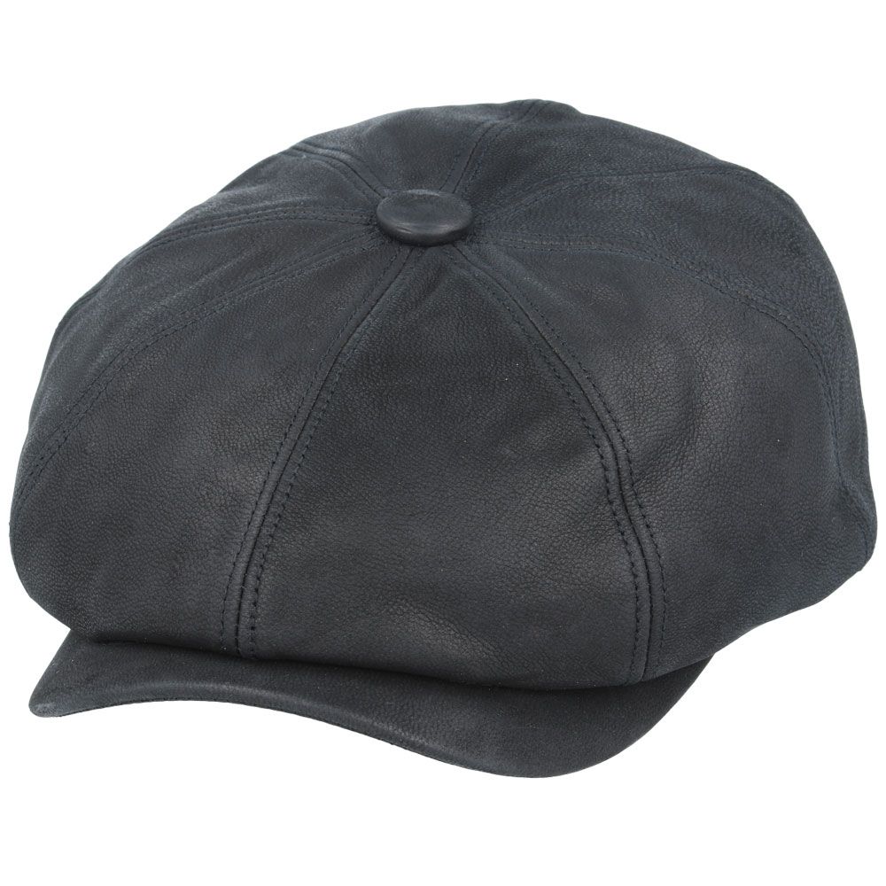 Gladwin Bond Hatters London Leather Newsboy Cap