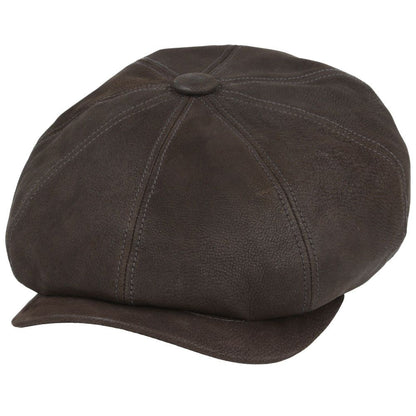 Gladwin Bond Hatters London Leather Newsboy Cap