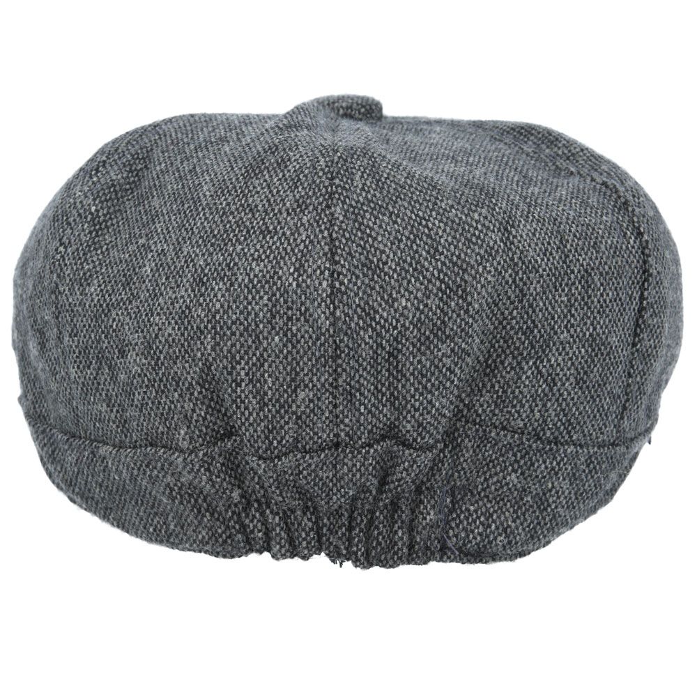 Tweed 8 Panel Newsboy Cap With Elastic At The Back