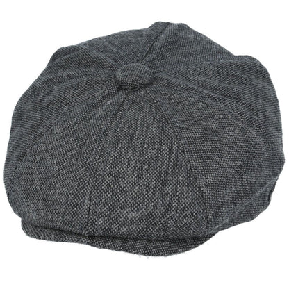 Tweed 8 Panel Newsboy Cap With Elastic At The Back