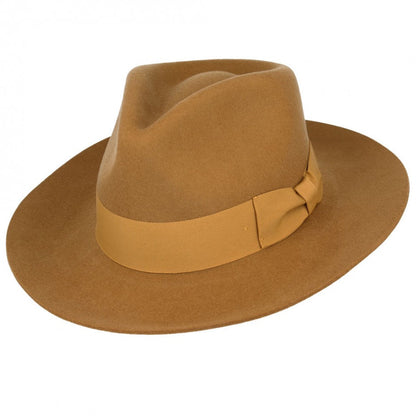 Snap-Brim Wool Fedora Hat - Gold