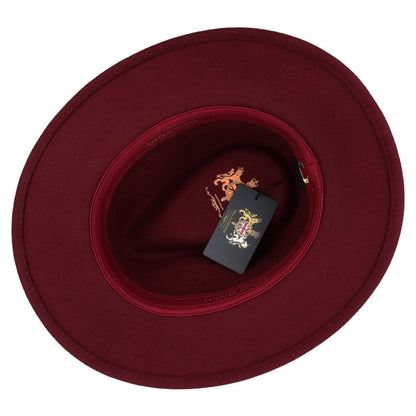 Wool Felt Fedora Hat With Leather Band - Wine