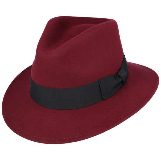 Wool Felt Crushable Fedora Hat - Wine