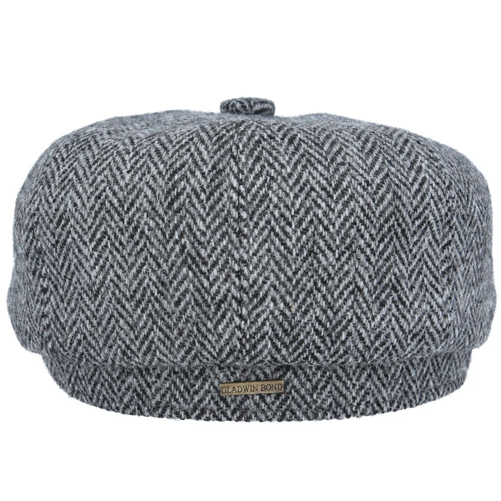 Gladwin Bond Harris Tweed Wool Herringbone Newsboy Cap