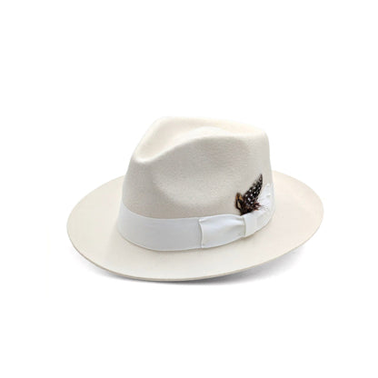 Premium White Stiff Fedora hat