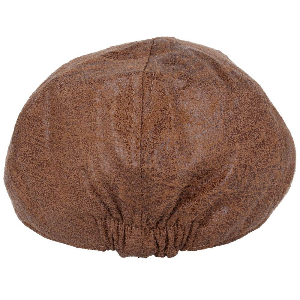 Leather Flat Cap Distressed Six Panel