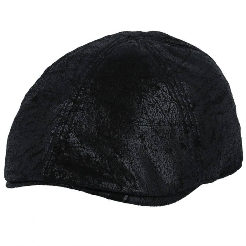 Leather Flat Cap Distressed Six Panel