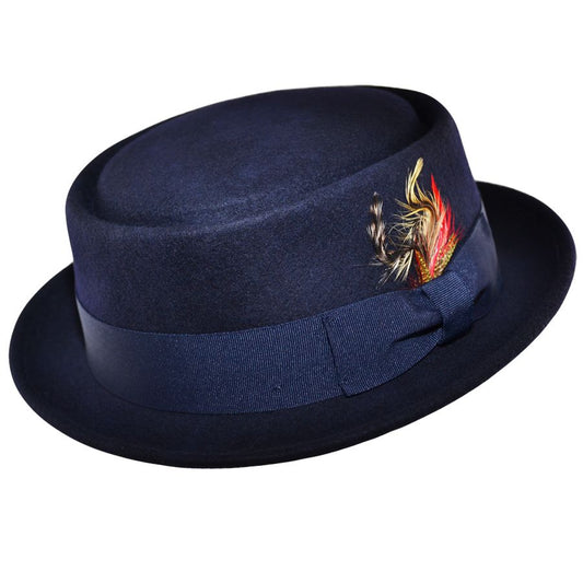 Wool Felt Crushable Pork Pie Hat - Navy