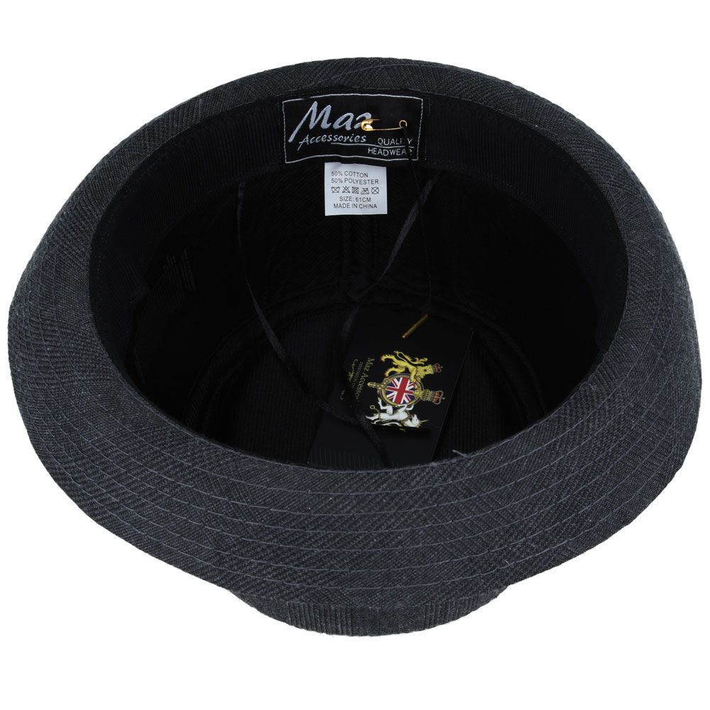 Cotton Pork Pie Hat With Strip Band - Black