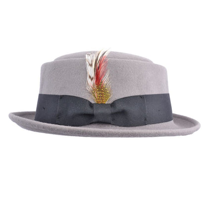 Wool Felt Crushable Pork Pie Hat - Grey