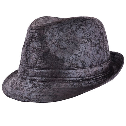 Cracked Leather Distressed Vintage Trilby Hat