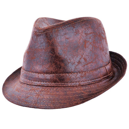 Cracked Leather Distressed Vintage Trilby Hat