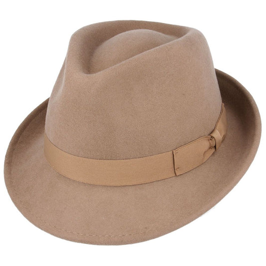 Wool Crushable Trilby Hat, Camel