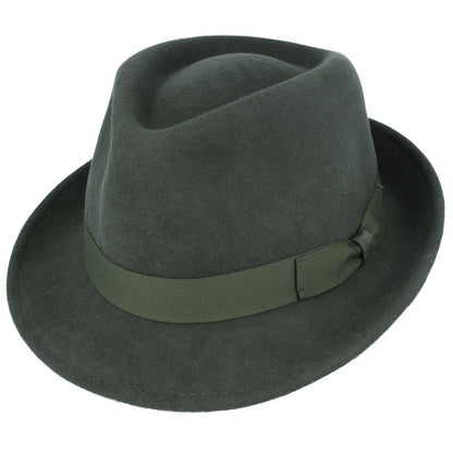 Wool Crushable Trilby Hat, Dark Green