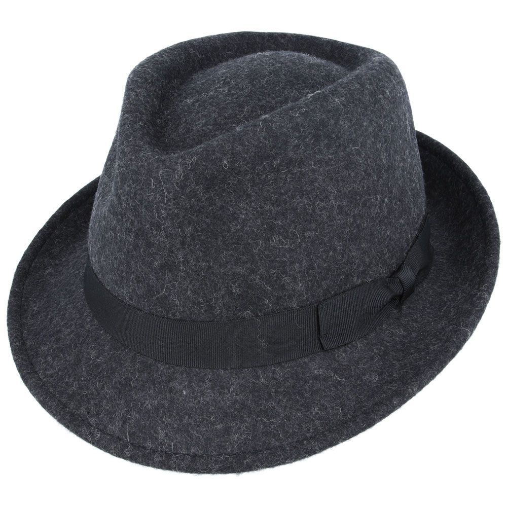 Crushable Felt Trilby Hat, Mix Charcoal