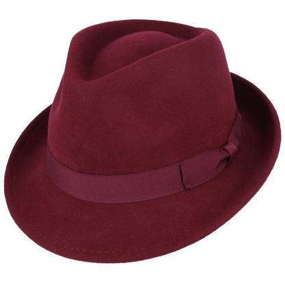 Crushable Wool Felt Trilby Hat, Maroon