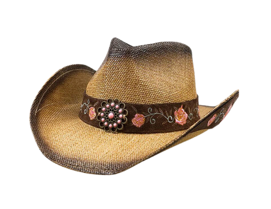 American Straw Cowboy Hat w/ Embroidery