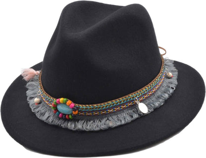 Ladies Wool Felt Fedora Hat With Frills